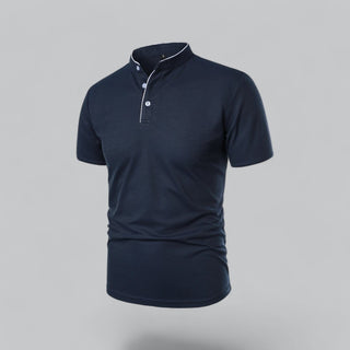 Henley T-Shirt Herren Kurzarm Stehkragen - Cecile LavelleRot