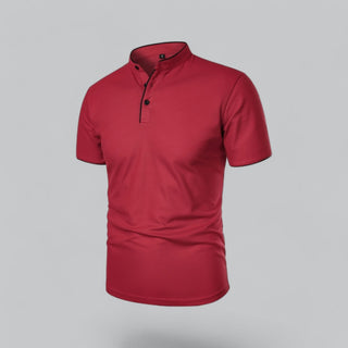 Henley T-Shirt Herren Kurzarm Stehkragen - Cecile LavelleRot