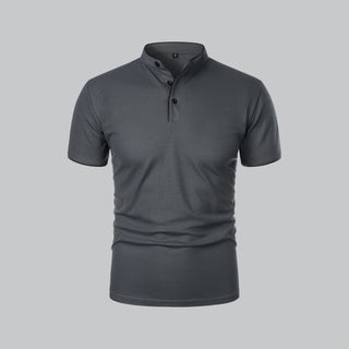 Henley T-Shirt Herren Kurzarm Stehkragen - Cecile LavelleDunkelgrau