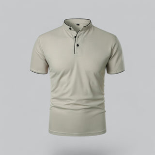 Henley T-Shirt Herren Kurzarm Stehkragen - Cecile LavelleHellgrau