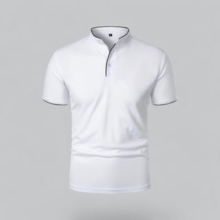 Henley T-Shirt Herren Kurzarm Stehkragen - Cecile LavelleWeiß