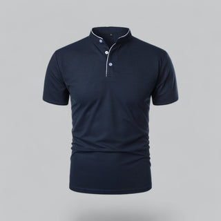 Henley T-Shirt Herren Kurzarm Stehkragen - Cecile LavelleMarineblau