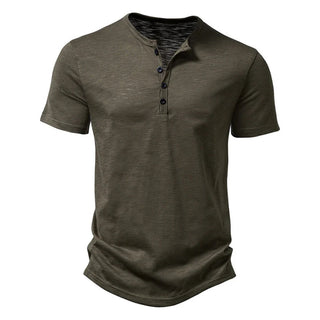Henley T-Shirt Herren Kurzarm - Cecile LavelleOlivgrün