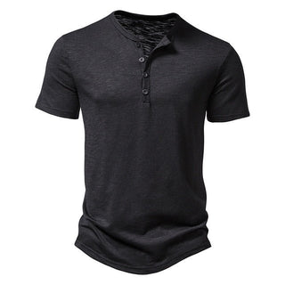 Henley T-Shirt Herren Kurzarm - Cecile LavelleSchwarz