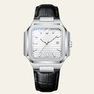 Herren Armbanduhr Eckig mit Lederarmband - Cecile LavelleGrau