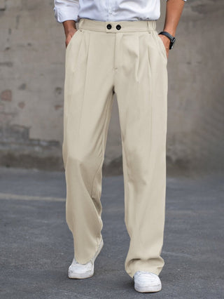 Herren Bundfaltenhose elegant mit weitem Bein - Cecile LavelleBeige