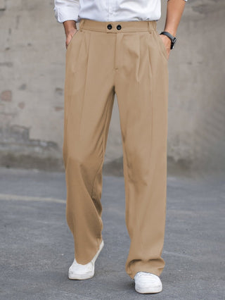 Herren Bundfaltenhose elegant mit weitem Bein - Cecile LavelleKhaki