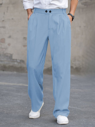 Herren Bundfaltenhose elegant mit weitem Bein - Cecile LavelleBlau