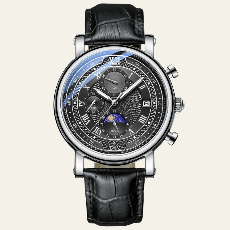 Herren Chronograph Uhr mit Lederarmband Elegant