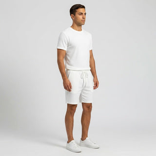 Herren Geripptes Set Mit Kurzarm Shirt Und Shorts - Cecile LavelleSchwarz