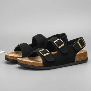 Herren Komfort Sandalen Mit Doppelriemen Und Schnallen - Cecile LavelleSchwarz