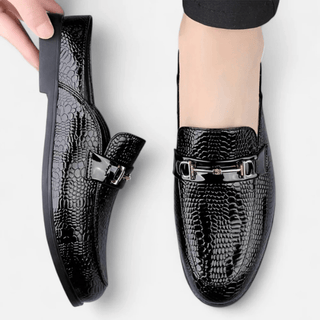Herren Loafer Elegant mit Metallspange - Cecile LavelleSchwarz glänzend
