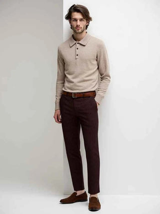 Herren Pullover Mit Knopfleiste - Cecile LavelleKamel