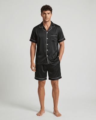 Herren Schlafanzug kurz mit Hemd und Shorts - Cecile LavelleSchwarz