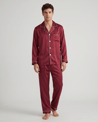 Herren Schlafanzug Set lang mit Hemd und Hose - Cecile LavelleMarineblau