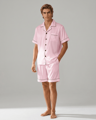 Herren Sommer Schlafanzug mit Hemd und Shorts - Cecile LavelleRosa