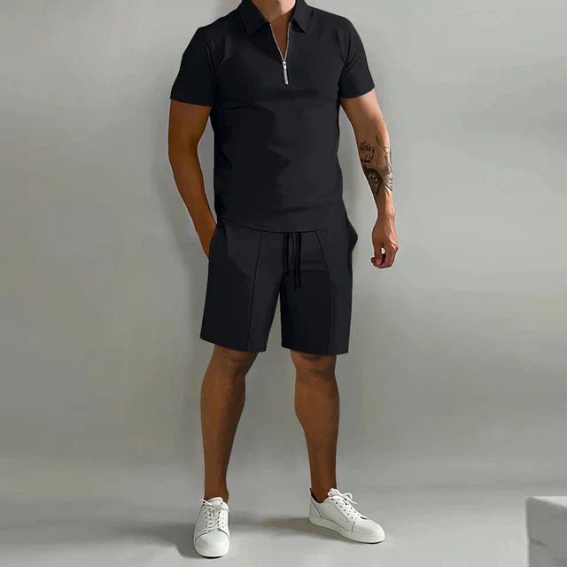 Herre sommer to-delt sæt med polo og shorts