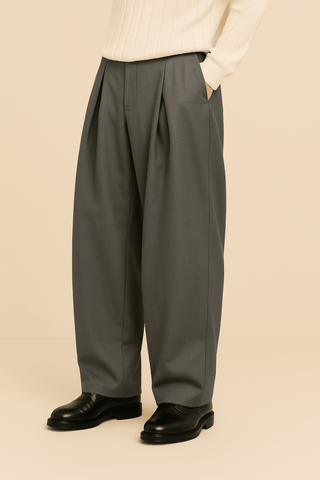 Herren Weite Stoffhose im Pantalon Stil - Cecile LavelleGrau