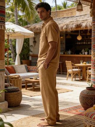 Herren Zweiteiler Set mit Hemd und Hose - Cecile LavelleKhaki