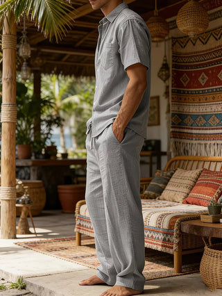 Herren Zweiteiler Set mit Hemd und Hose - Cecile LavelleDunkelgrau