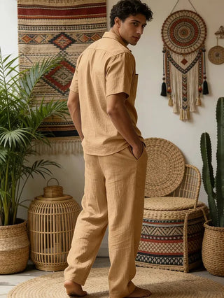 Herren Zweiteiler Set mit Hemd und Hose - Cecile LavelleKhaki