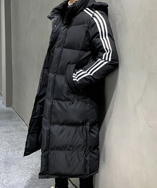 Herrenmantel Lang Mit Kapuze in Schwarz
