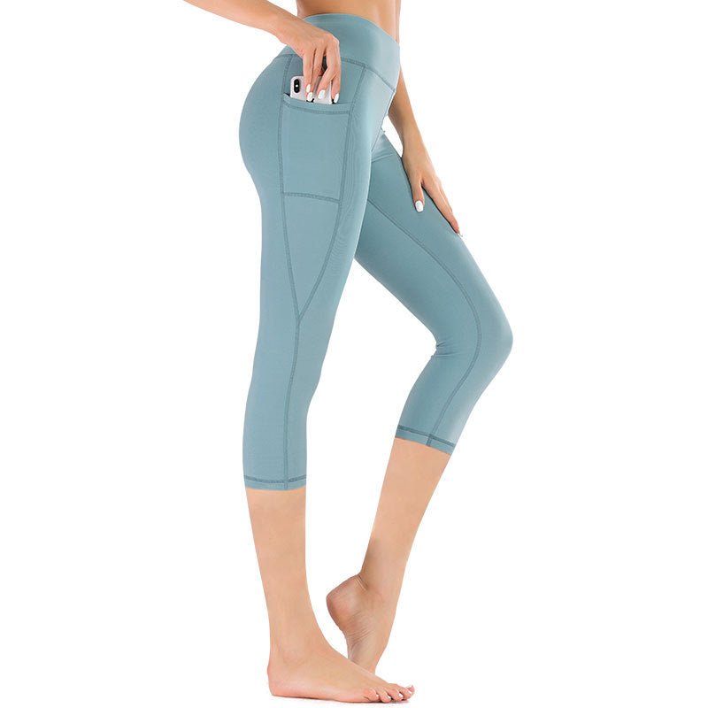 High-waisted women's capri leggings with pocket