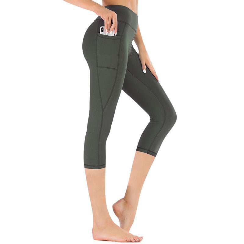 High-waisted women's capri leggings with pocket