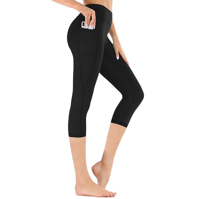High-waisted women's capri leggings with pocket