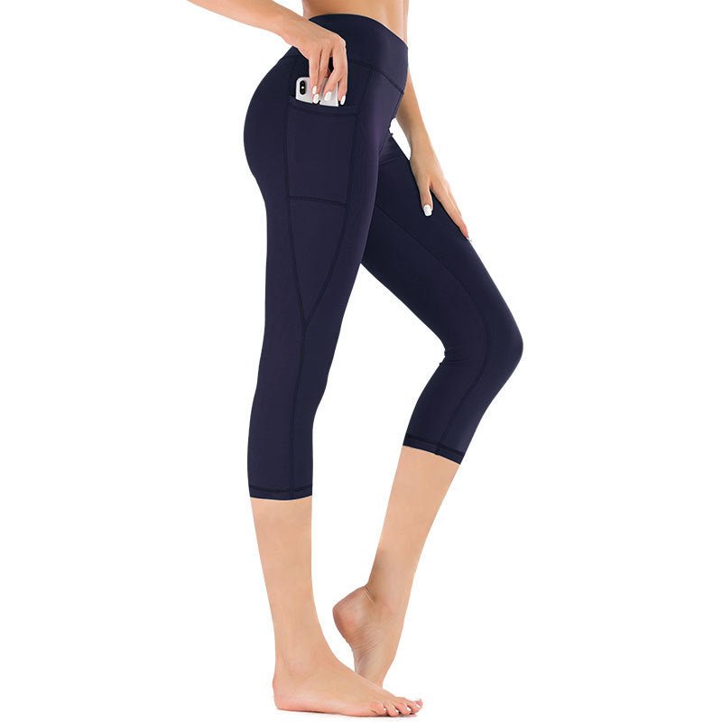 High-waisted women's capri leggings with pocket