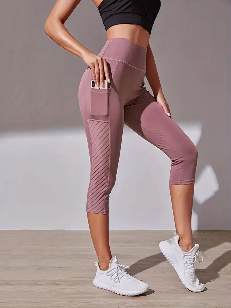 Hochtaillierte Damen Capri-Leggings mit Tasche