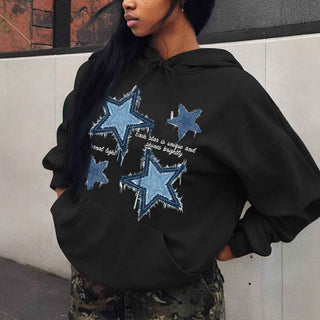 Hoodie Damen mit Sternen - Cecile LavelleSchwarz - Blau