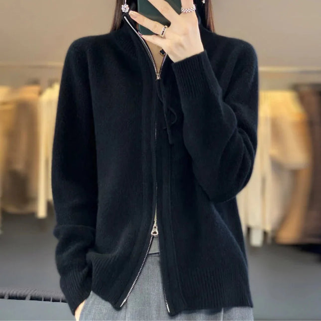 Mira – Weiche Strickjacke mit Reißverschluss & Stehkragen für Damen