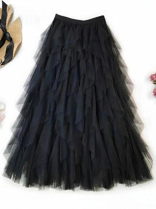 Isabella – Lagen - Tüll - Midirock mit elastischem Bund - Cecile LavelleSchwarz