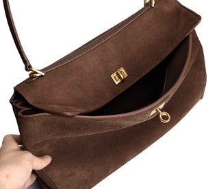 Isabella – Luxuriöse Schultertasche in Wildlederoptik