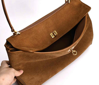 Isabella – Luxuriöse Schultertasche in Wildlederoptik