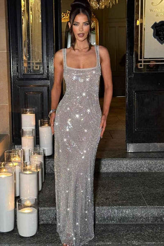 Isabelle – Glitzerndes Abendkleid mit offenem Rücken - Cecile LavelleSilber