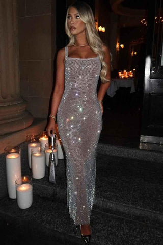 Isabelle – Glitzerndes Abendkleid mit offenem Rücken - Cecile LavelleSilber