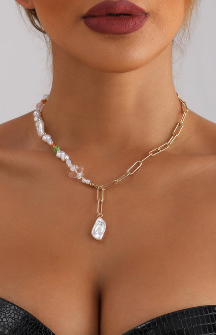 Isabella – Collier pour femme avec perles et maillons pour un look moderne et affirmé