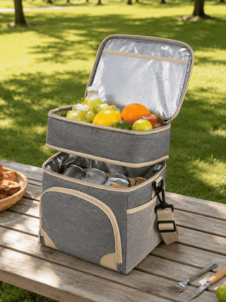 Isolierte Kühltasche zweistöckig mit Schultergurt - Cecile LavelleDunkelblau