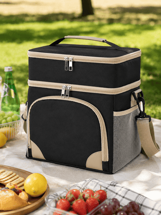 Isolierte Kühltasche zweistöckig mit Schultergurt - Cecile LavelleDunkelblau