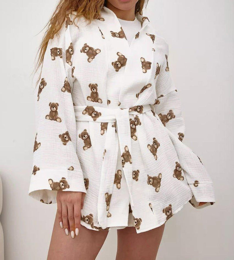 Ivy – Cotton Loungewear Set with Cute Teddy Print