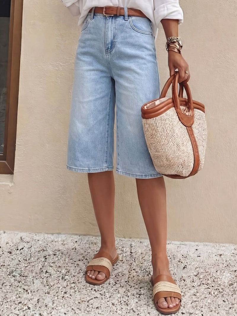 Women's High Waist Bermuda Jeans Shorts