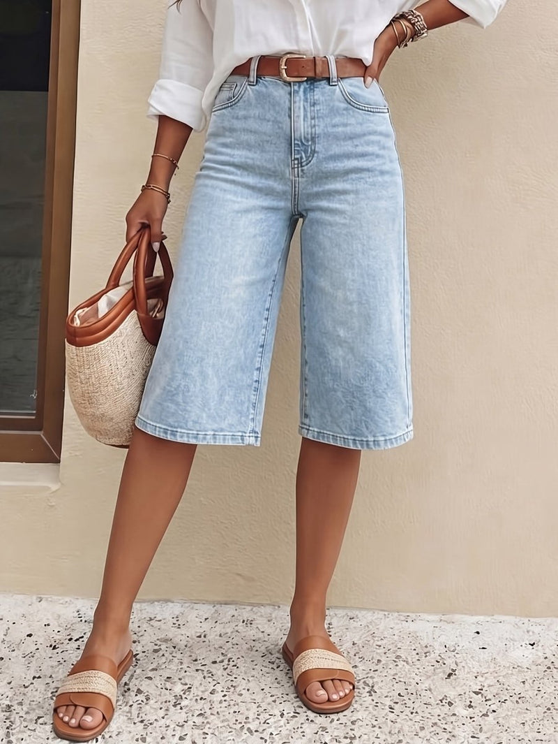 Women's High Waist Bermuda Jeans Shorts