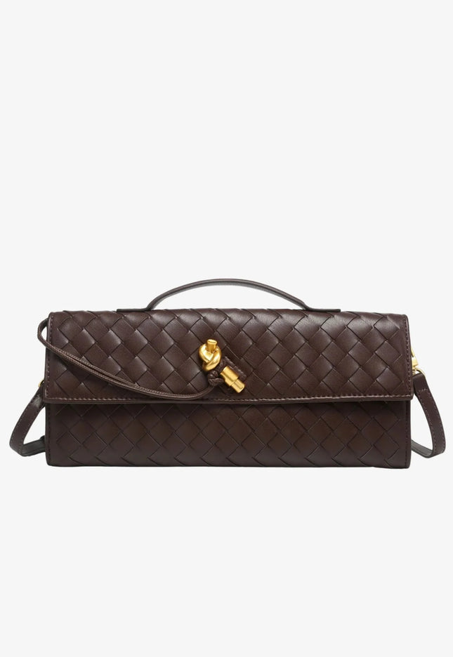 Lina – Geflochtene Damen-Schultertasche mit Tragegriff und Drehverschluss