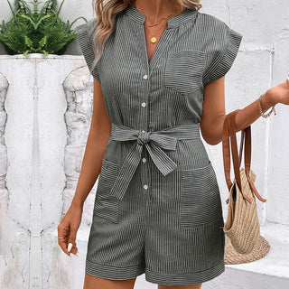 Jumpsuit Damen Sommer Kurzoverall - Cecile LavelleRot