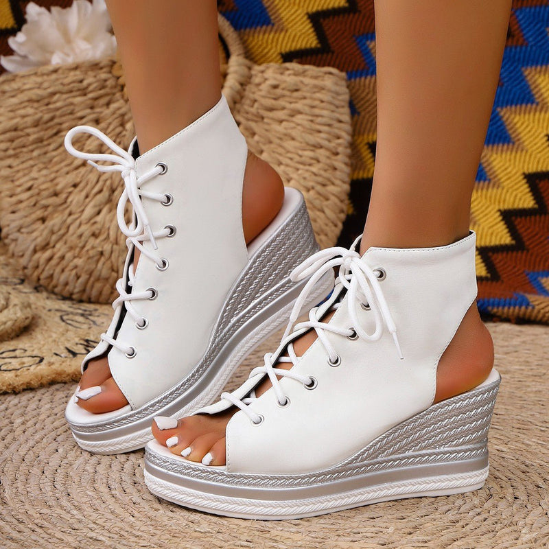 Wedge Sandals with Cut-Out Straps