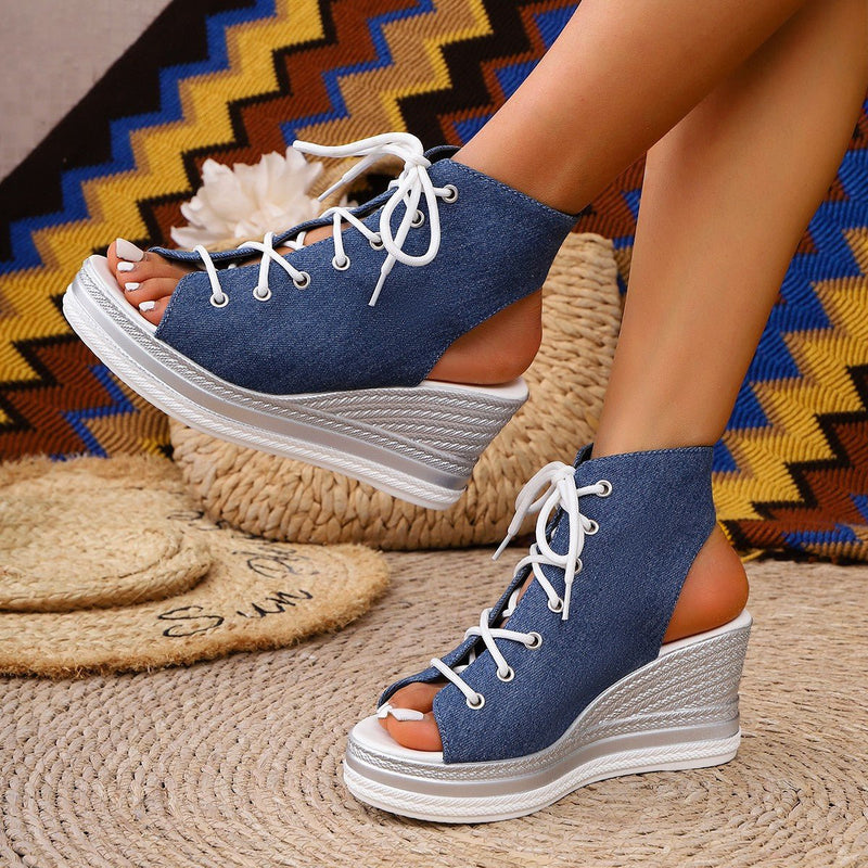 Wedge Sandals with Cut-Out Straps