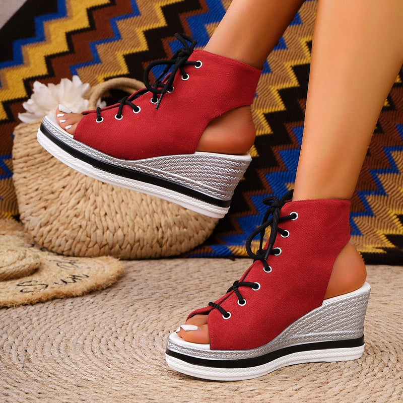 Wedge Sandals with Cut-Out Straps