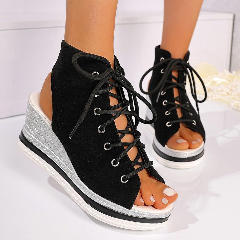 Wedge Sandals with Cut-Out Straps